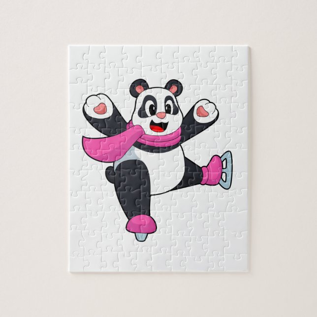 Panda Ice Skaten Ice Skate Puzzle (Vertikal)