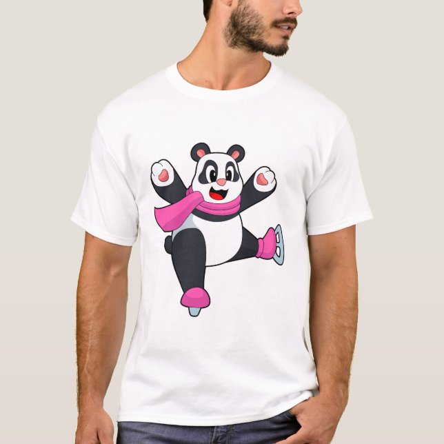 Panda Ice Skaten Ice Skate T-Shirt (Vorderseite)