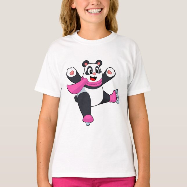 Panda Ice Skaten Ice Skate T-Shirt (Vorderseite)