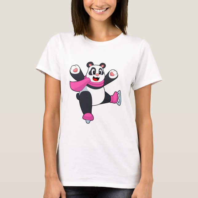 Panda Ice Skaten Ice Skate T-Shirt (Vorderseite)