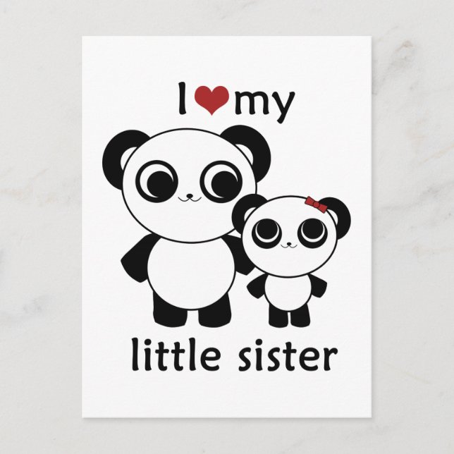 Panda - Ich Liebe meine kleine Schwester Postkarte (Vorderseite)