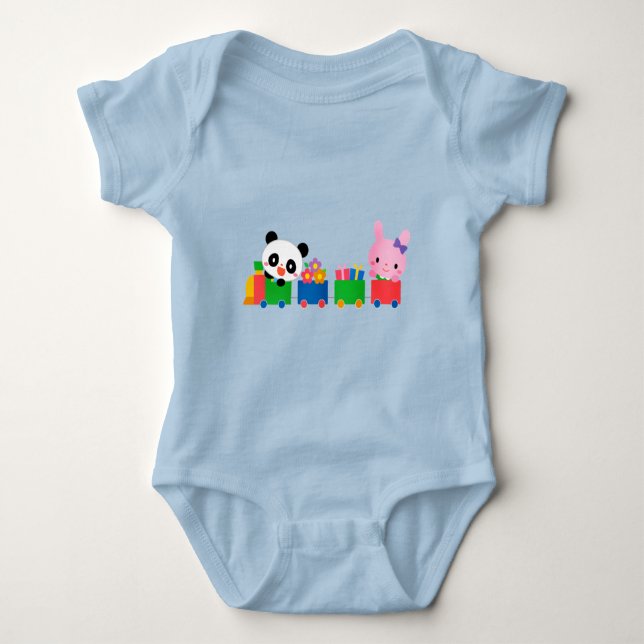 Panda Illustration Design Baby Jersey Bodysuit Strampler (Vorderseite)