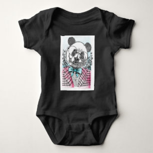 Panda-Illustration Design Baby Jersey Bodysuit Strampler