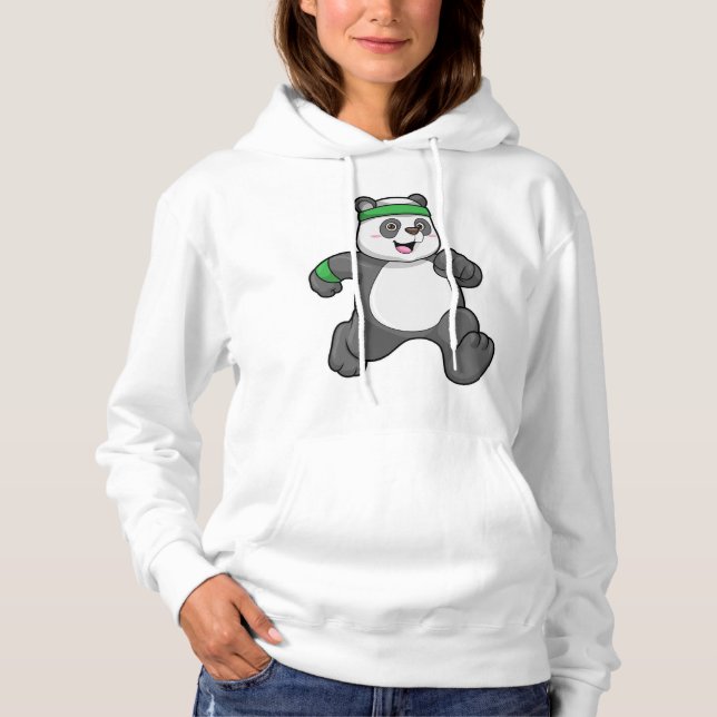 Panda im Joggen mit Headband Hoodie (Vorderseite)