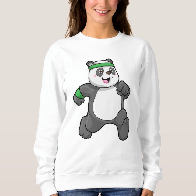 Panda im Joggen mit Headband Sweatshirt (Vorderseite)