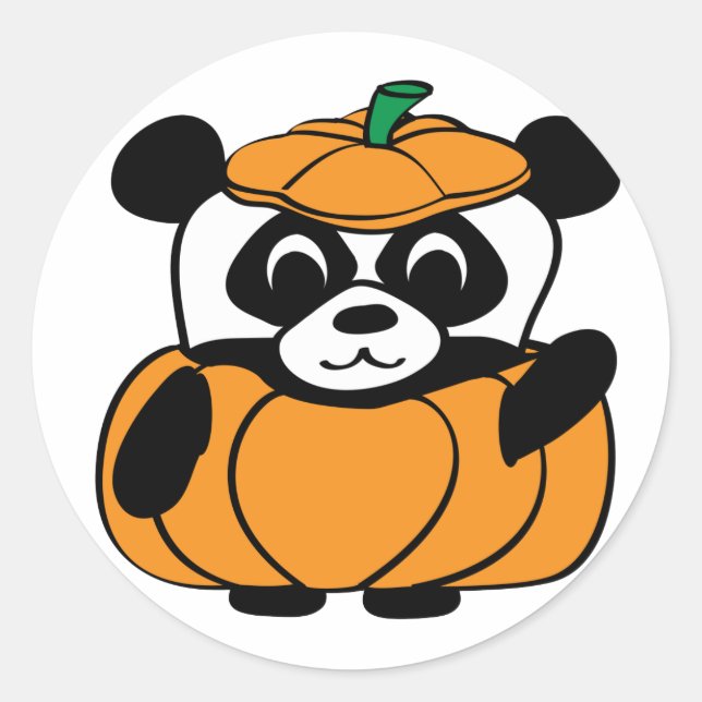 Panda im Niedlichen Pumpkin-Kostüm Runder Aufkleber (Vorderseite)