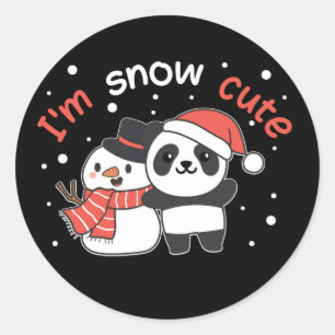 Panda I'm Snow Niedlich Snowman Snow Pun Classic R Runder Aufkleber