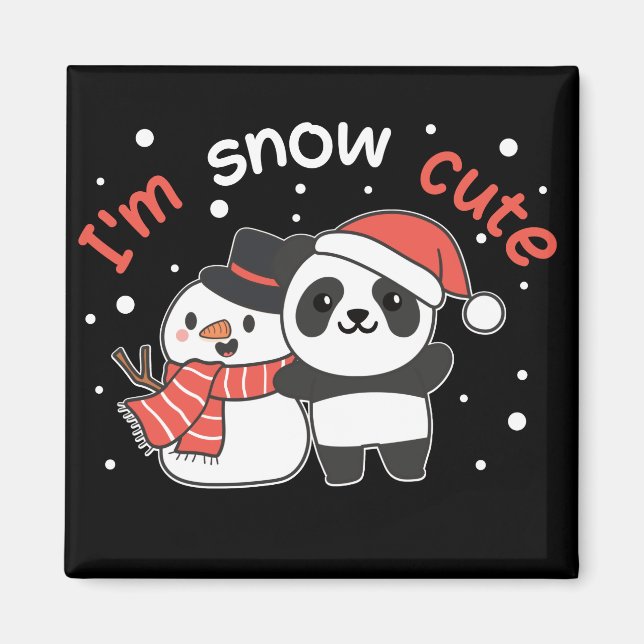 Panda I'm Snow Niedlich Snowman Snow Pun Magnet (Vorne)