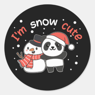 Panda I'm Snow Niedlich Snowman Snow Pun Runder Aufkleber