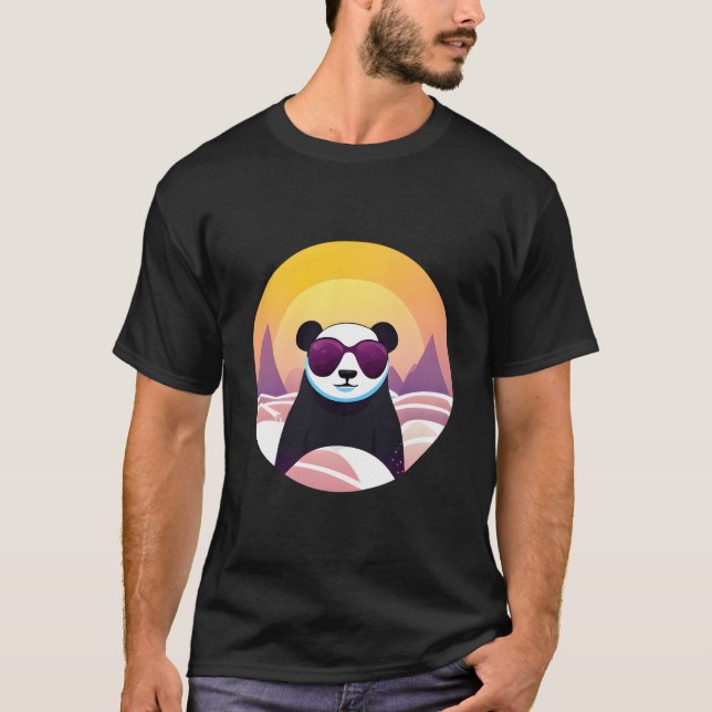 Panda im Urlaub mit Sonnenbrille T-Shirt (Vorderseite)
