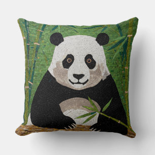 Panda in Bamboo Forest Mosaic Kissen
