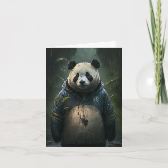 Panda in den Regen leer in den jeden Anlässen Karte (Vorderseite)