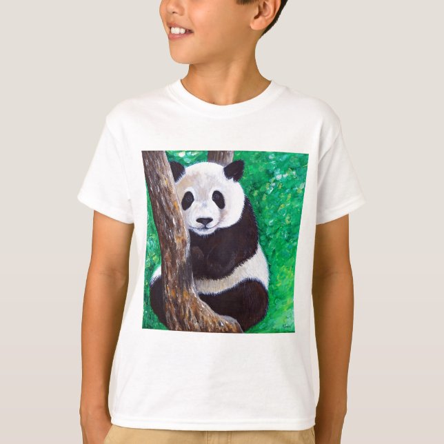 Panda in einem Baum Gemälde T-Shirt (Vorderseite)