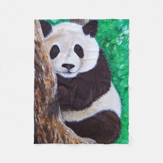 Panda in einer Baummalerei Fleecedecke (Vorderseite)