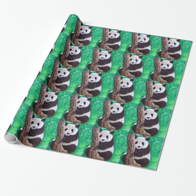 Panda in einer Baummalerei Geschenkpapier (Ungerollt)