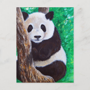 Panda in einer Baummalerei Postkarte
