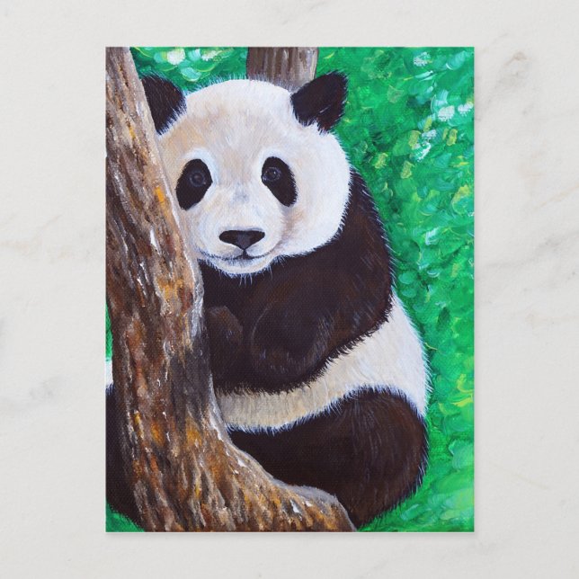 Panda in einer Baummalerei Postkarte (Vorderseite)