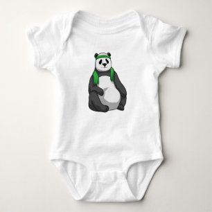 Panda in Fitness mit Handtuch Baby Strampler