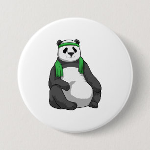 Panda in Fitness mit Handtuch Button