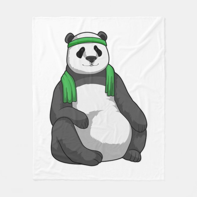 Panda in Fitness mit Handtuch Fleecedecke (Vorderseite)