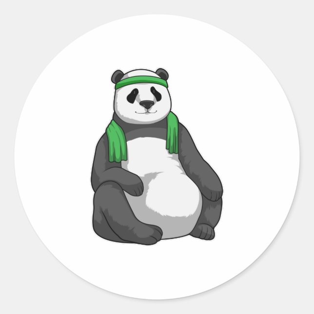 Panda in Fitness mit Handtuch Runder Aufkleber (Vorderseite)