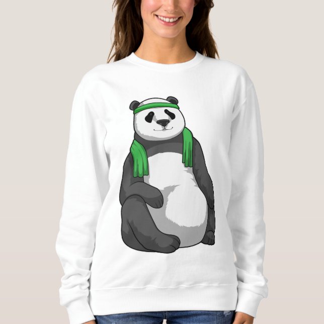 Panda in Fitness mit Handtuch Sweatshirt (Vorderseite)