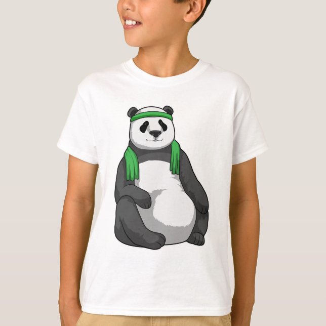 Panda in Fitness mit Handtuch T-Shirt (Vorderseite)