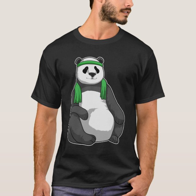 Panda in Fitness mit Handtuch T-Shirt (Vorderseite)