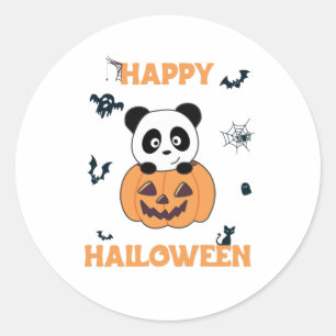Panda in Pumpkin Sweet Pandas Happy Halloween Runder Aufkleber