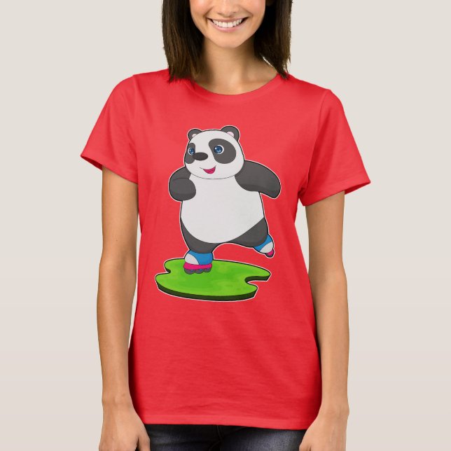 Panda Inline Skaten Inline Skate Sports T-Shirt (Vorderseite)