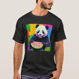 Panda isst eine Ölmalerei mit Wassermelonen T-Shirt