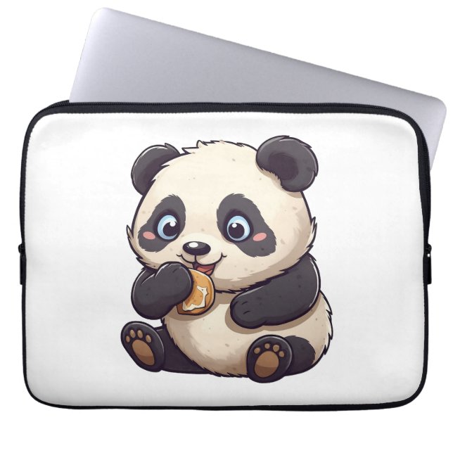 Panda isst einen Keks Laptopschutzhülle (Vorderseite)