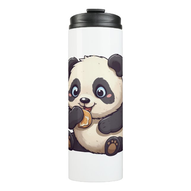 Panda isst einen Keks Thermosbecher (Vorderseite)