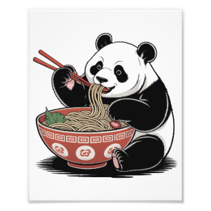 Panda isst Ramen Japanischer Retro-Ukiyo-e-Stil Fotodruck