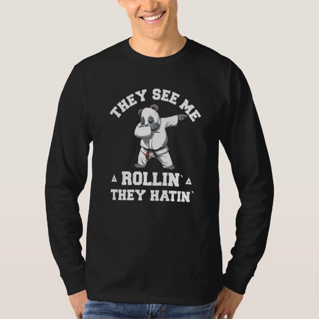 Panda Jiu Jitsu Rollin  Dabbing BJJ Grappling Pand T-Shirt (Vorderseite)