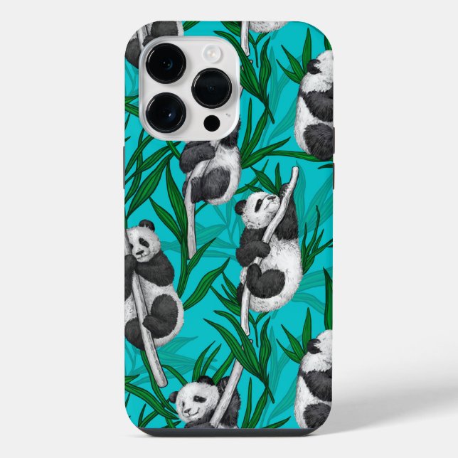 Panda-Junge auf Türkis iPhone Hülle (Rückseite)