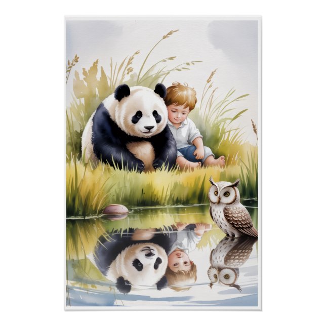 PANDA, JUNGE UND EULE POSTER (Vorderseite)