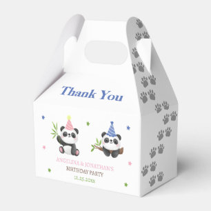 Panda-Junge und -Mädchen gemeinsamer Geburtstag Geschenkschachtel