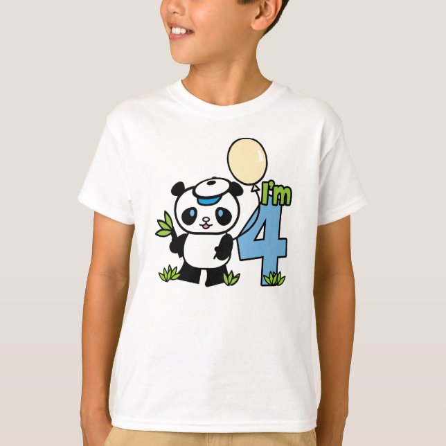 Panda-Jungen-4. Geburtstag T-Shirt (Vorderseite)
