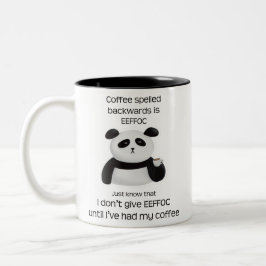 Panda - Kaffee rückwärts geschrieben ist Eeffoc Zweifarbige Tasse