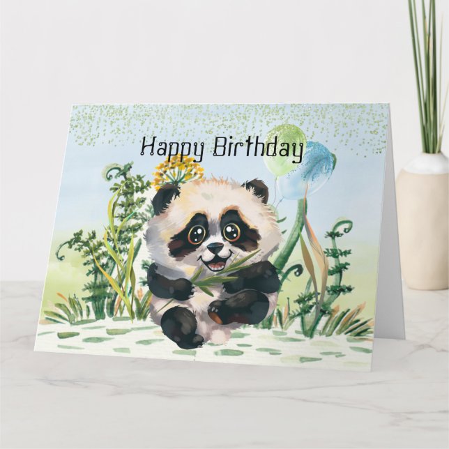 Panda Kid Happy Birthday Karte (Vorderseite)