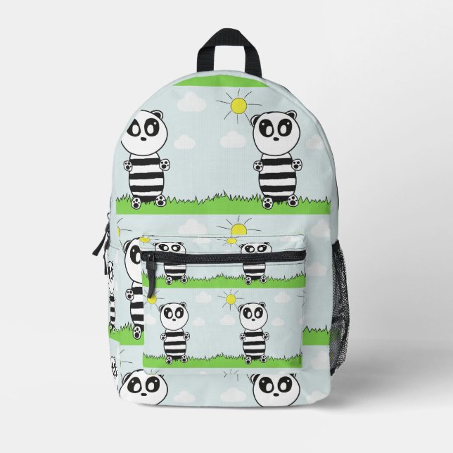 Panda Kids Bedruckter Rucksack (Vorderseite)