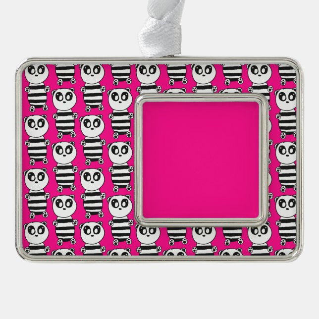 Panda Kids Rahmen-Ornament Silber (Vorderseite)