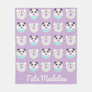 Panda Koala Kawaii Donut Pattern Personalisiert Fleecedecke