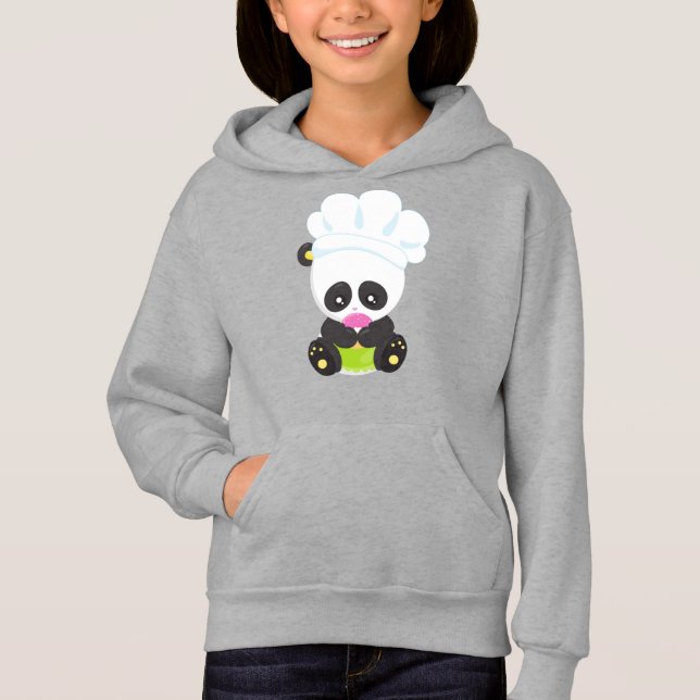 Panda kochen, Panda backen, Panda mit Donut Hoodie (Vorderseite)