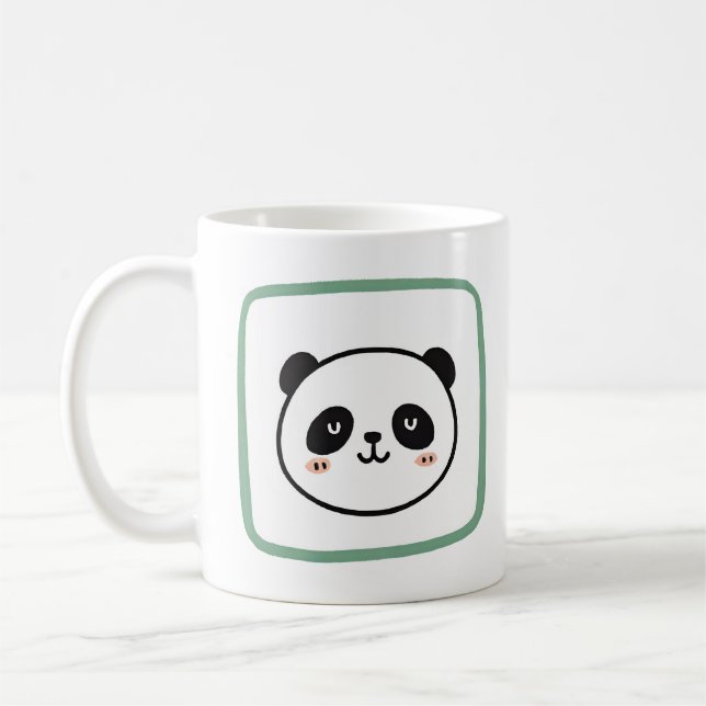 Panda-Kopf minimalist grafisches Symbol Kaffeetasse (Links)