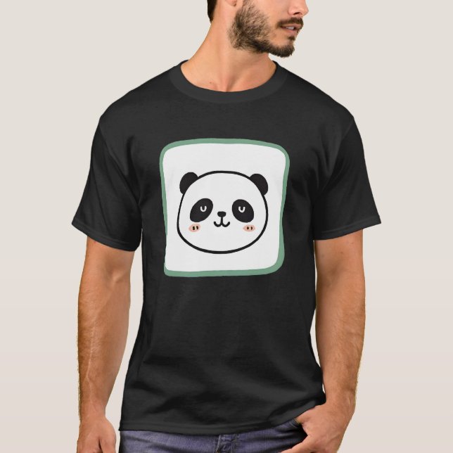 Panda-Kopf minimalistisches Grafik-Icon T-Shirt (Vorderseite)