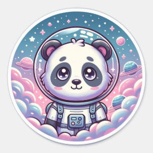 Panda Kosmischer Traum der Zen-Meister im Weltraum Runder Aufkleber
