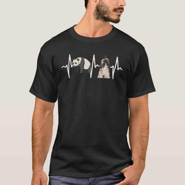 Panda Lhasa Apsos Heartbeat Dog T-Shirt (Vorderseite)