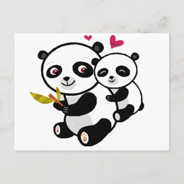 Panda Liebe <3 Postkarte (Vorderseite)